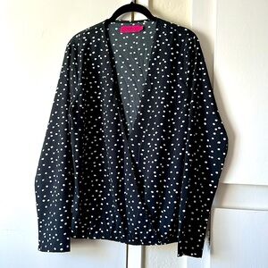 Boohoo Cross Front Black & White Polka Dot Blouse | 12/L
